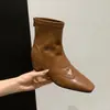 Primer encuentro: Botas de 5 cm para aumentar la altura, botines retro con punta cuadrada tallada para mujer, nuevo estilo otoño/invierno, botas adelgazantes y versátiles