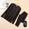 Ropa interior térmica sin costuras para hombre, mallas largas de terciopelo, top básico de invierno engrosado con cuello redondo para hombre