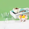 Tazón de Plástico Altamente Transparente, Tazón Desechable para Yogur y Batidos, Tazón para Helado y Raspado, Tazón de Raspado de Siete Esquinas, Vaso de Pétalo Portátil