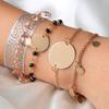Europa e Estados Unidos transfronteiriço nova joia moda criativa corrente de bolinhas combinação 4 pulseira de acrílico rosa redonda conjunto