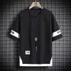 Camiseta de Manga Corta Nueva Estilo Falsa de Dos Piezas para Hombre, Top Delgado de Verano, Estilo Hong Kong, Elegante, Versátil, Moderno, Camisa Casual de Media Manga