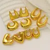 Pendientes Huecos Dorados Brillantes de Acero Inoxidable de Alta Gama Transfronterizos Europeos y Americanos Pendientes Personalizados Sencillos de Lujo Ligero Venta al por Mayor