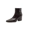 Botines de moda sencillos estilo británico de 6 cm, novedad otoño e invierno 2026, punta fina, tacón grueso, cremallera lateral, botines de moda para mujer