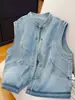 Chaleco de mezclilla de moda para mujer, moderno y elegante, nueva colección de otoño 2026, chaqueta versátil sin mangas, top A14393