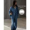 Pijama para Mulheres Primavera e Outono Pijama de Algodão Tecido 100% Algodão Conjunto de Manga Longa Roupa de Casa Outono e Inverno
