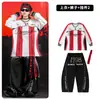 Ropa de Street Dance para Niños Ropa Hip Hop de Moda para Niños Rayas Rojas y Blancas 03 Conjunto de Ropa de Baile Traje de Presentación para Niñas Niños