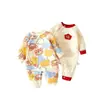 Macacão Acolchoado para Bebê, Roupas de Bebê para Outono e Inverno, Roupas Quentes para Engatinhar de Recém-Nascido, Roupas de Casa com Proteção Inclinada para a Barriga