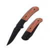 Navaja plegable de mango de madera para exteriores Hoja negra Navaja plegable pequeña Navaja portátil Navaja de supervivencia Navaja plegable portátil Alta dureza Navaja plegable negra