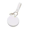 Espejo de cuero grueso en stock con gancho para colgar, se puede usar como accesorio de bolso, espejo de maquillaje redondo de cuero de color sólido, personalizable