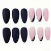 Europeu e Americano Transfronteiriço Mais Vendido Kit com 24 Unhas Postiças para Manicure Simples e Fashion Preto Fosco Linha Glitter Unhas Postiças Atacado