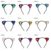 Accesorios Europeos y Americanos para el Cabello de Doble Cara con Lentejuelas Orejas de Gato Diadema de Tela para Niños Diadema Negra de Franela con Lentejuelas