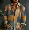 Cardigan de manga larga versátil para hombre, tendencia de moda otoñal transfronteriza, con estampado 3D de estilo vintage, directo de fábrica