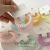 Paquete de 2 Anillos para el Cabello de Color Caramelo Súper Dulce, Transparentes, Mate, Tipo Cable de Teléfono, Pulsera Simple sin Marcas, Accesorios Coreanos para el Cabello de Temperamento