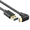 Cabo de Carregamento Rápido e Transferência de Dados de Alta Velocidade Tipo C para USB 3.0 Tipo C 3.1, Dobrado no Cotovelo, Cabeça Reta, Banhado a Ouro 10 Gb