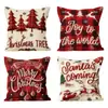Funda de almohada de venta caliente transfronteriza con diseños temáticos de árbol de Navidad, renos, copos de nieve y rojo para decoración ambiental, fundas de cojín personalizadas al por mayor
