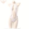 Lingerie Sexy para Mulheres, Não Precisa Tirar, Gola Halter, Tentação Apaixonada, Pijama de Puro Desejo, Body de Renda para Bondage, Biquíni de Gola Halter