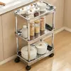Estante de almacenamiento para espacios estrechos de cocina, estante para huecos laterales del refrigerador, carrito pequeño de varios niveles de pie, estante de almacenamiento con ruedas ultranarrow para baño