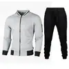 Novo Suéter com Gola Zíper Jaqueta Suéter Masculina Xadrez Cor Sólida Conjunto Cardigan