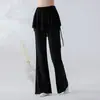 Calça Saia de Dança Feminina Calça de Prática de Dança Clássica Calça de Malha Fluida Micro Flare Calça Longa Body Shaping para Dança Moderna Yoga