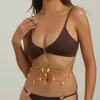 Corrente para biquíni estilo "hot girl" transfronteiriça europeia e americana, corrente de peito com pingente de concha fashion e sexy, corrente corporal