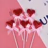 Serie rosa estilo coreano moño corazón estrella de cinco puntas juego de cinco piezas decoración para pastel de cumpleaños postre repostería topper