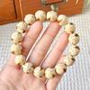 Pele de flor natural olhos de panda três olhos rato da sorte rato roxo dourado pulseira de contas redondas bodhi 12mm contas de Buda brincar atacado