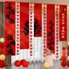 Tela Colgante de Boda de Una Pieza Banner de Caligrafía con Palabras Felices Decoración de Habitación de Boda Patio Exterior Balcón Diseño de Patio de Boda