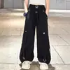 Petos de Verano para Niñas 2024 Nuevos Pantalones de Verano para Niños Estilo Occidental Holgado Hip Hop Pantalones de Pierna Ancha para Niñas
