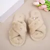 Pantuflas de Felpa Cruzadas con Pequeño Moño Bordado Personalizadas para Otoño e Invierno, Interiores Suaves con Suela Antideslizante, Versátiles para Exteriores, Calientes, de Algodón