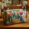 Bolsa de maquillaje acolchada floral de girasol transfronteriza, bolsa multifuncional, impresión digital, directo del fabricante