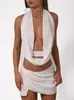 Moda Transfronteriza Nuevo Estilo Estilo Chica Caliente Sexy Escote Bajo Camiseta sin Mangas con Cuello Oscilante, Estilo Socialité Espalda Descubierta Personalidad Moda Callejera Gama Alta