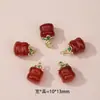 Acessórios Pingente de Ágata Vermelha Natural Pêssego Caqui Joias de Frutas Pequenas Contas Soltas Material DIY Acessórios para Pulseira Atacado