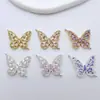 Colgante Hueco de Mariposa Chapado en Oro de Cobre Microincrustado de Circonita Joyería de Color Duradero Accesorios para Collares DIY Cadena de Clavícula Doble Colgante