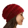 Touca de Tricô Feminina Transfronteiriça Gorro Quente Chapéu Liso Superior Outono e Inverno Conjunto Chapéu Esqui Gorro Liso