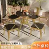 Mesa y Silla para Balcón de Patio Cafetería Tienda de Té con Leche Mesa Redonda Exterior Mesa Ajustable en Altura Silla Combinación
