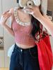 Camisola Sexy de Cuadros para Chica Caliente con Almohadilla en el Pecho, Corte Ajustado, Hermoso Top Tubo de Espalda Descubierta para Verano