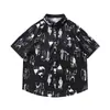 Camisa floral barroca vintage plus size 150kg para homens, camisa de manga curta com folha de bordo para férias na praia havaiana