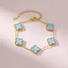 Pulseira de trevo de quatro folhas popular de 13 mm, primorosamente trabalhada, pulseira de cinco flores de madrepérola dupla face 18k para mulheres, nova versão com um toque de luxo
