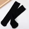 Calcetines de tubo medio para niños, de color liso, gruesos, de algodón con doble aguja, apilados, rectos, sin talón, para niños grandes, calcetines para estudiantes