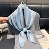 Moda Cuello Blanco Primavera y Otoño Delgado Seda Camelia Bufanda de Seda de Alta Gama Bufanda Regalo para Mujer Vintage Bufanda de Algodón Tencel