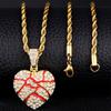 Colgante de acero inoxidable con forma de corazón roto, estilo hip hop transfronterizo europeo y americano, con personalidad de diamantes, para hombre y mujer.