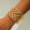 Pulsera de Hierro Exagerada con Patrón Calado Metálico con Forma, Conjunto de Pulseras de Alambre Personalizadas, Pulsera de Alambre
