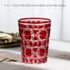 Vaso de whisky con cuadros a rayas de estilo vintage pintado a mano, de vidrio, para el hogar, creativo, de alto valor cromático