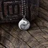 Collar con colgante de plata de ley 925 Yin-Yang Bagua Infinito, gargantilla con colgante estilo chino vintage para hombres y mujeres, joyería tradicional china