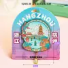 [Serie Hangzhou] Creativos Pegatinas Magnéticas Estereoscópicas de Madera para Refrigerador Ciudades Atracciones Turísticas Populares Souvenirs Culturales y Creativos
