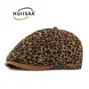 Boné Forward Estampa de Leopardo Retrô Americano para Mulheres, Boné de Baseball Tendência Estilo de Rua com Seis Painéis, Boina Casual Pintor Retrô Britânica