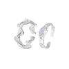 Anillo de Piedra Lunar Ola Irregular para Hombres y Mujeres con Anillo de Dedo Apilado Moda Sexual Viento Frío Anillo de Dedo Abierto