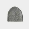 Gorro de punto liso de mezcla de lana de perfil bajo con flor para hombre y mujer, otoño e invierno, gorro de lana suave para pullover