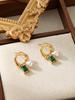 Aretes de Circonita de Color Cuadrado con Cuenta Destacada Aretes Geométricos Franceses de Acero de Titanio Hebilla para la Oreja Diseño Nicho Aretes de Acero Inoxidable Chapados en Oro