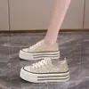 Zapatos de Mujer Estilo Coreano de Lunares Verano Nueva Moda Tendencia Zapatos de Lona Transpirables Zapatos Blancos Suela Gruesa Zapatos de Tabla Zapatos Casuales Mujer
